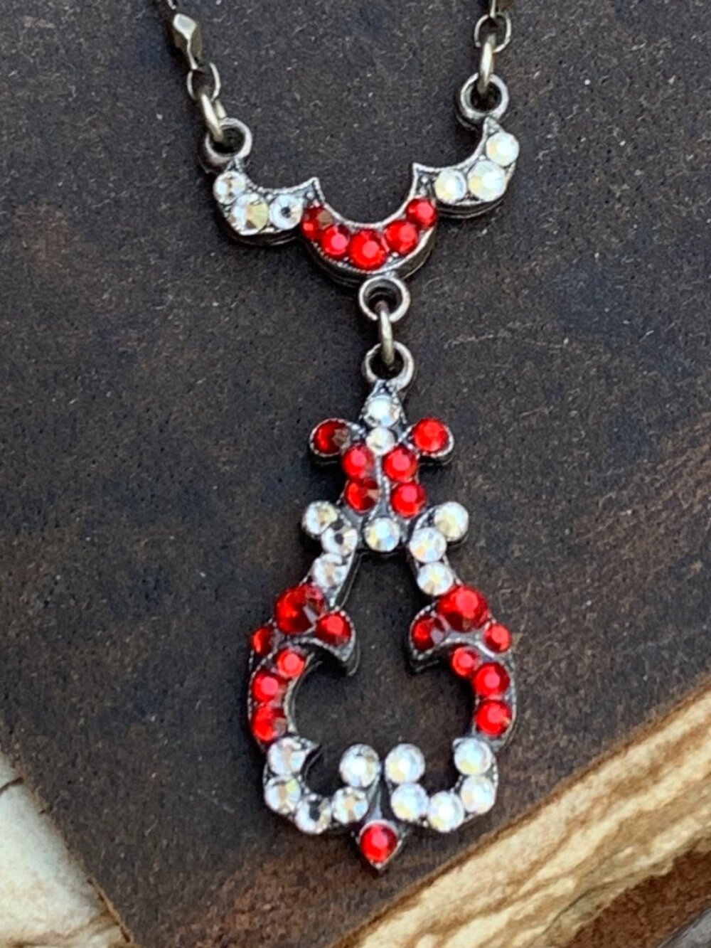 Anne Koplik Designs Vintage Rowan Red Crystal Pendant Necklace